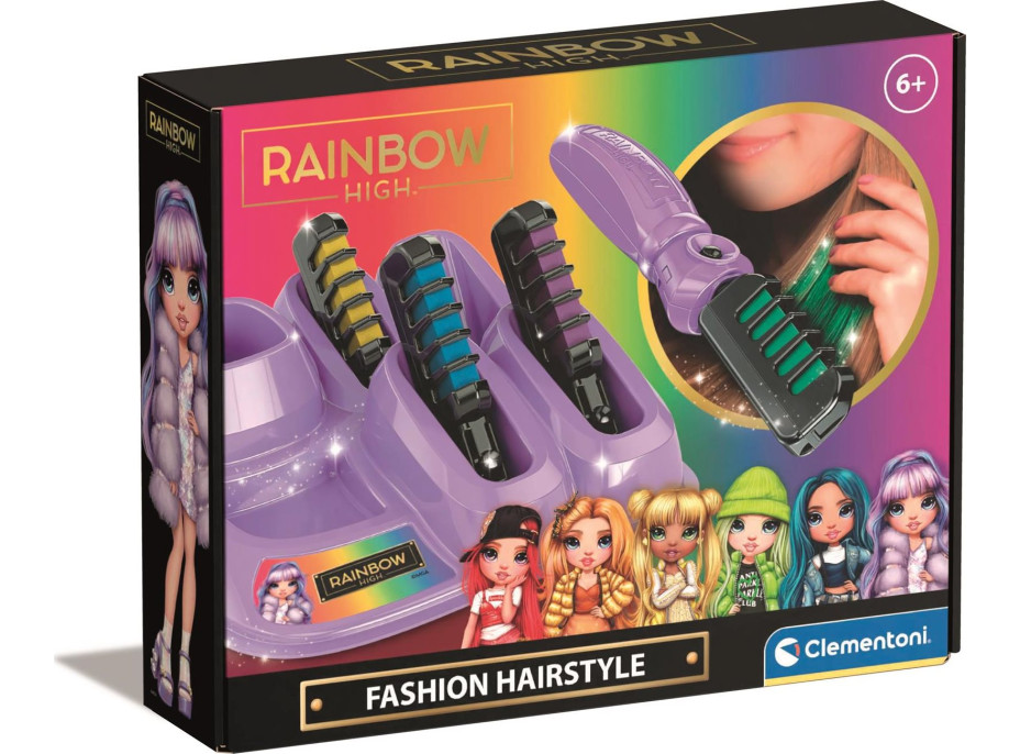 CLEMENTONI Rainbow High Hrebeň s farebnými kriedami na vlasy