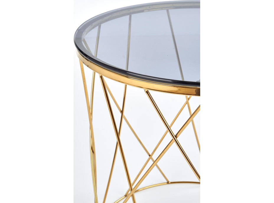 Konferenčný stolík SELENA - zlatý/dymové sklo