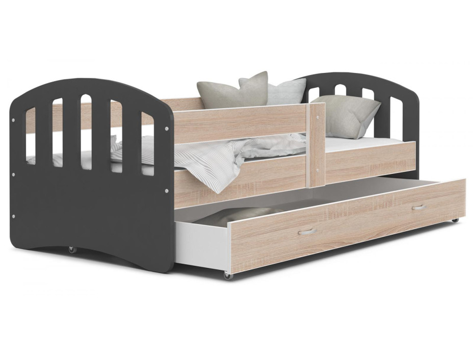 Detská posteľ so zásuvkou HAPPY - 160x80 cm - sonoma-šedá