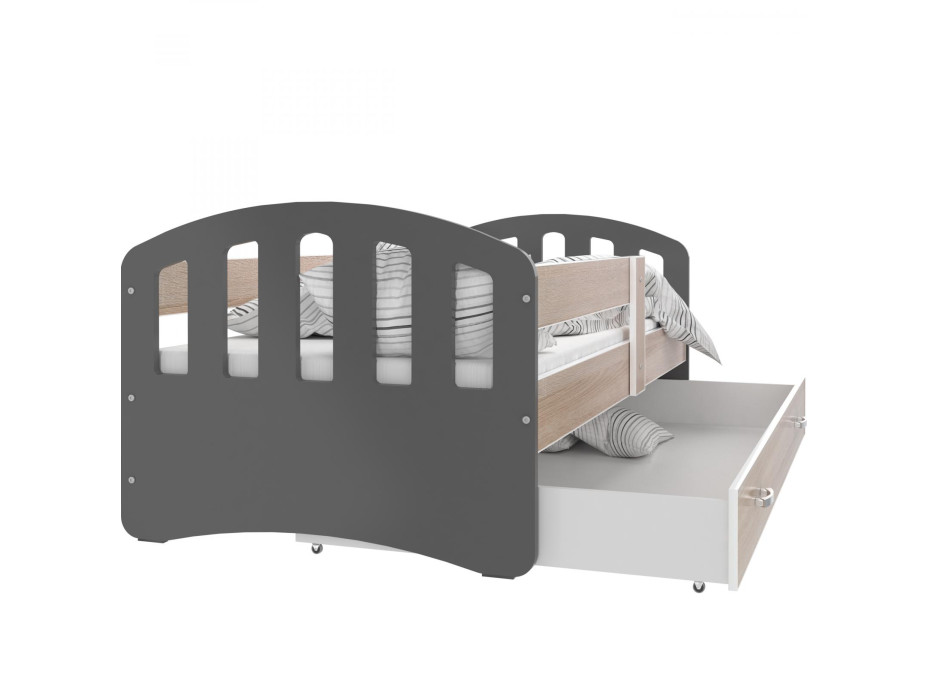 Detská posteľ so zásuvkou HAPPY - 160x80 cm - sonoma-šedá