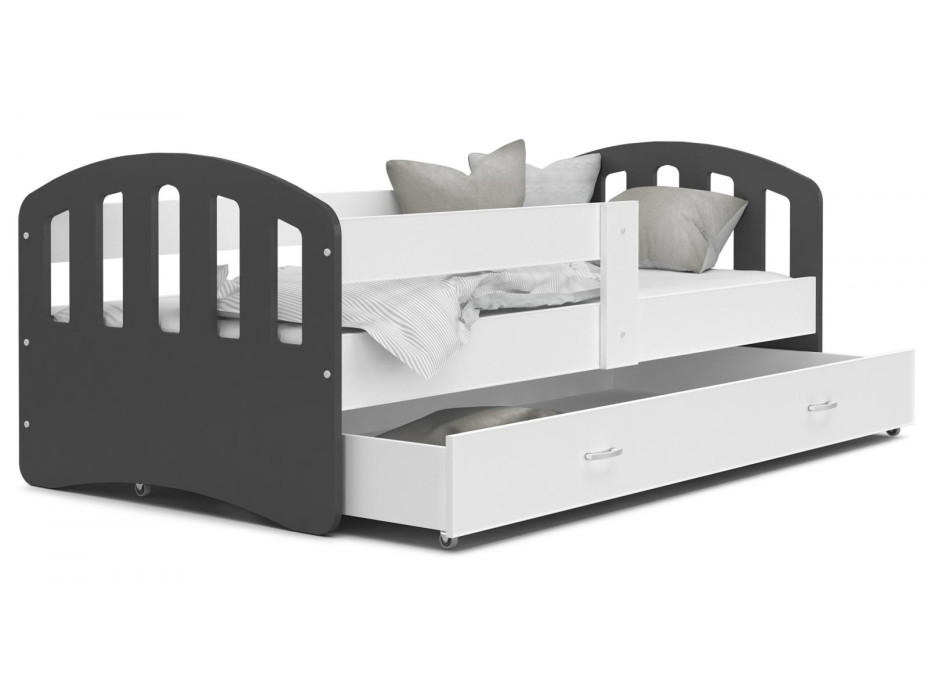 Detská posteľ so zásuvkou HAPPY - 200x80 cm - bielo-šedá