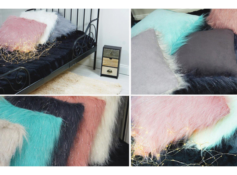 Obliečka na vankúš LUX 45x45 cm s dlhým vlasom - šedá