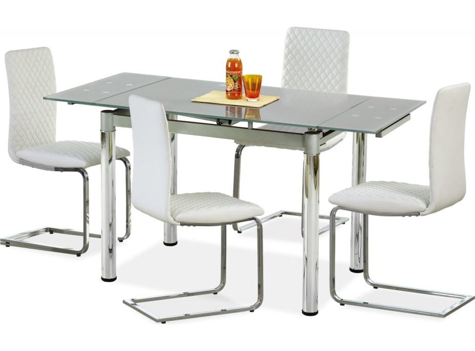 Jedálenský stôl LOGY - 96(142)x70x75 cm - rozkladací - sklo/chrómový