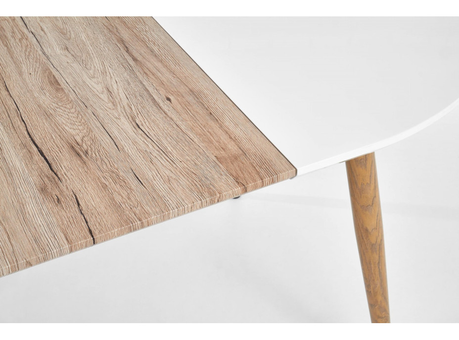 Jedálenský stôl EDDIE - 120(200)x100x75 cm - rozkladací - biely/dub san remo