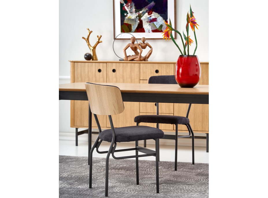 Jedálenský stôl MART - 170(250)x100x75 cm - prírodný dub/čierny