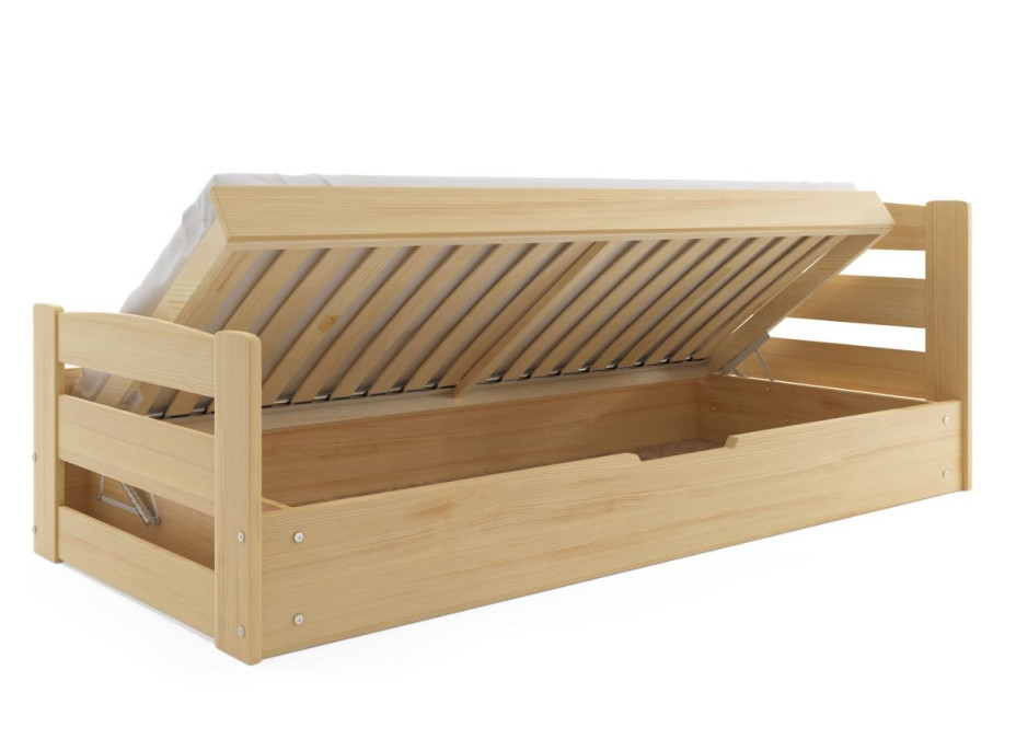 Detská posteľ ERNIE s úložným priestorom 200x90 cm - prírodná borovica