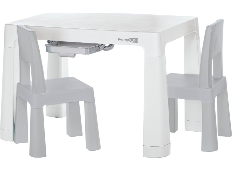 FREEON Plastový stolík so stoličkami Neo, biela, sivá