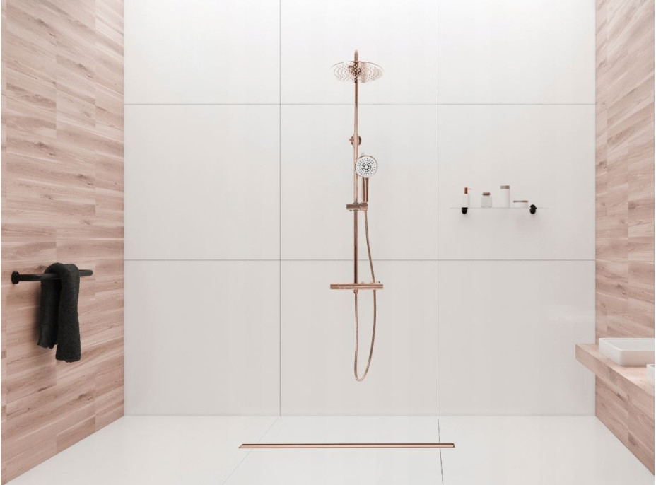 Sprchový žľab MAXMAX Rea NEO PRE SLIM - medený brúsený