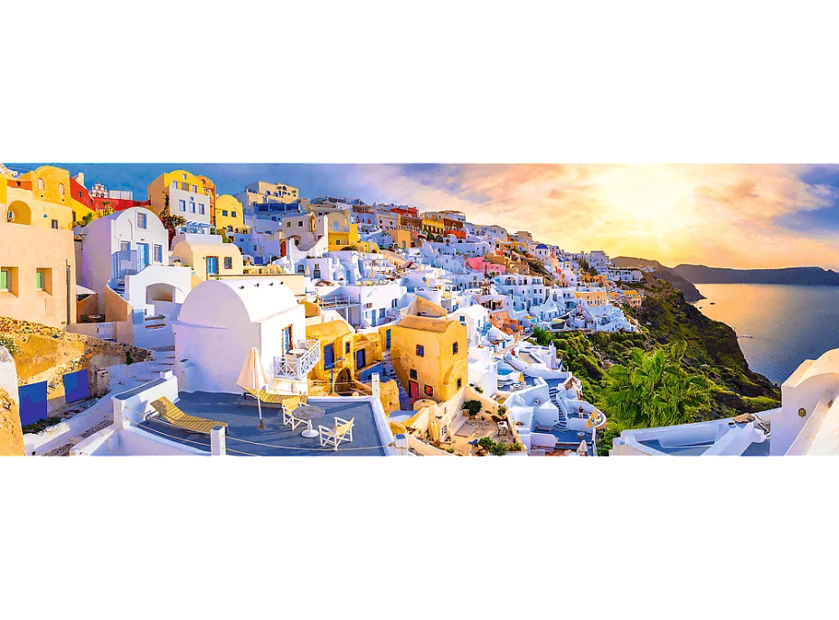 TREFL Panoramatické puzzle Západ slnka na Santorini, Grécko 1000 dielikov