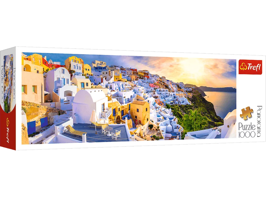 TREFL Panoramatické puzzle Západ slnka na Santorini, Grécko 1000 dielikov