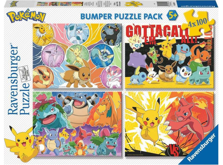 RAVENSBURGER Puzzle Pokémon 4x100 dielikov