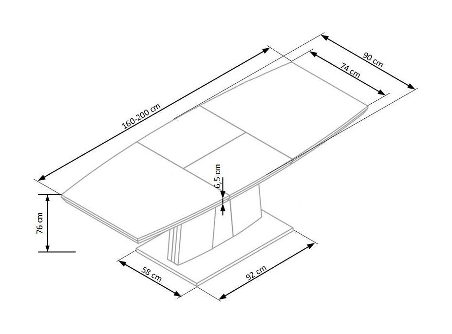 Jedálenský stôl RALF - 160(220)x90x76 cm - rozkladací - dub sonoma
