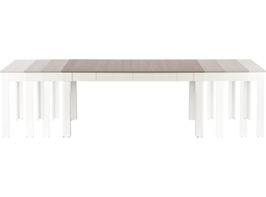 Jedálenský stôl SWEN - 160(300)x90x76 cm - rozkladací - dub sonoma/biela