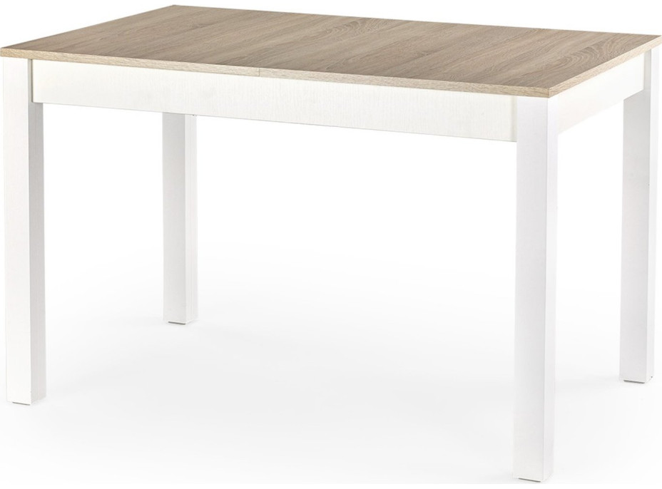 Jedálenský stôl MAURICIUS - 118(158)x75x76 cm - rozkladací - dub sonoma/biely