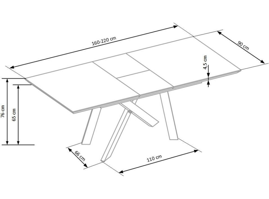 Jedálenský stôl CHRIS - 160(200)x90x76 cm - rozkladací - zlatý dub/čierny