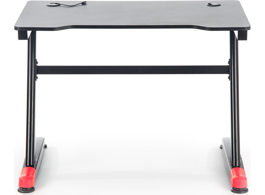 Herný PC stôl KRATOS s LED osvetlením - čierny/červený