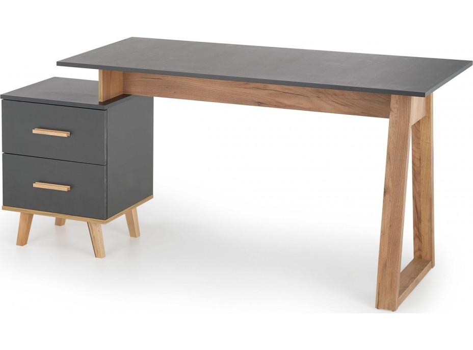 Písací stôl SNAPE - šedý/dub votan