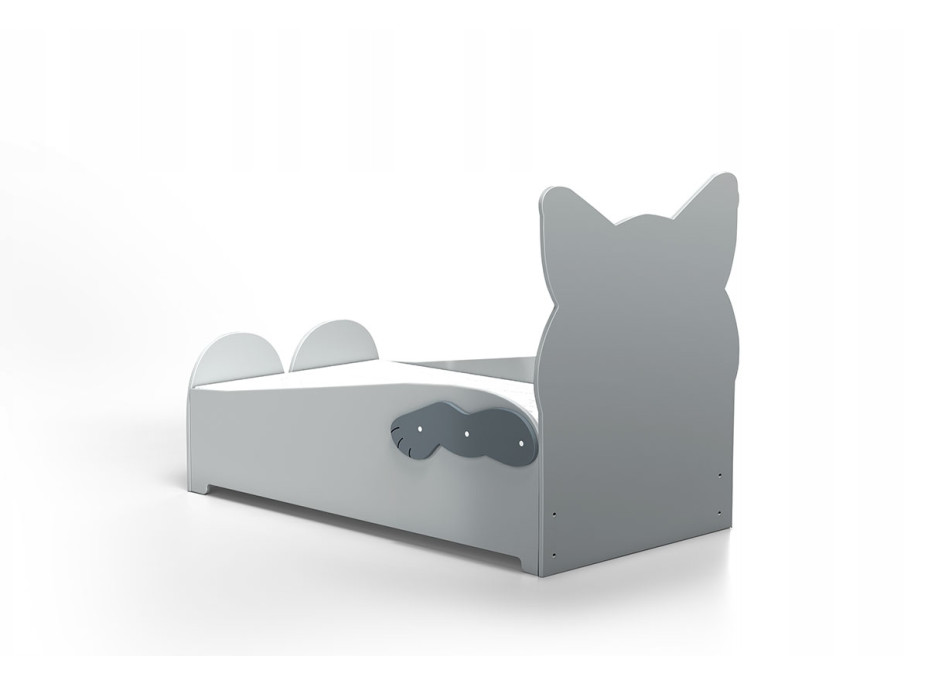 Detská posteľ 3D MAČIČKA 200x90 cm - šedá