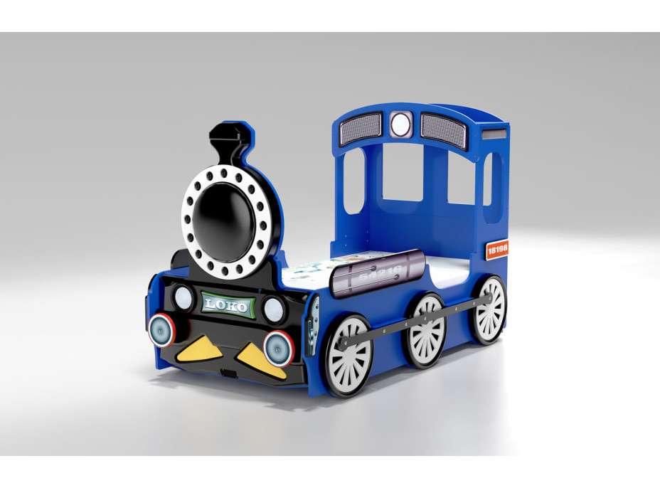 Detská posteľ 3D MAŠINKA 190x90 cm - modrá