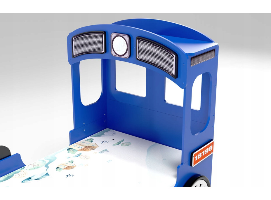 Detská posteľ 3D MAŠINKA 190x90 cm - modrá