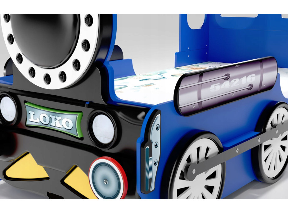 Detská posteľ 3D MAŠINKA 190x90 cm - modrá