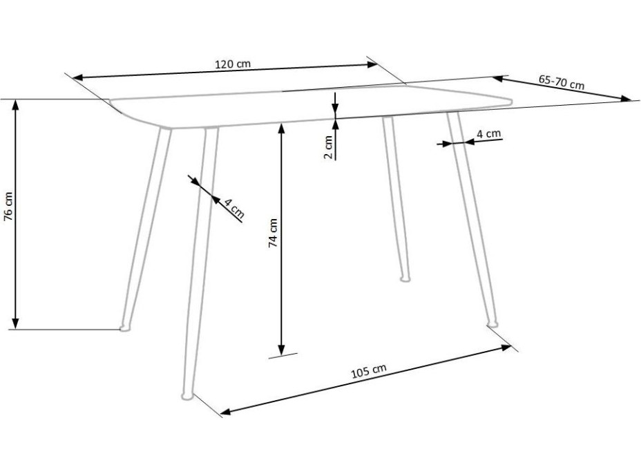 Jedálenský stôl LOUIS 120x70x76 cm - dub zlatý/čierny