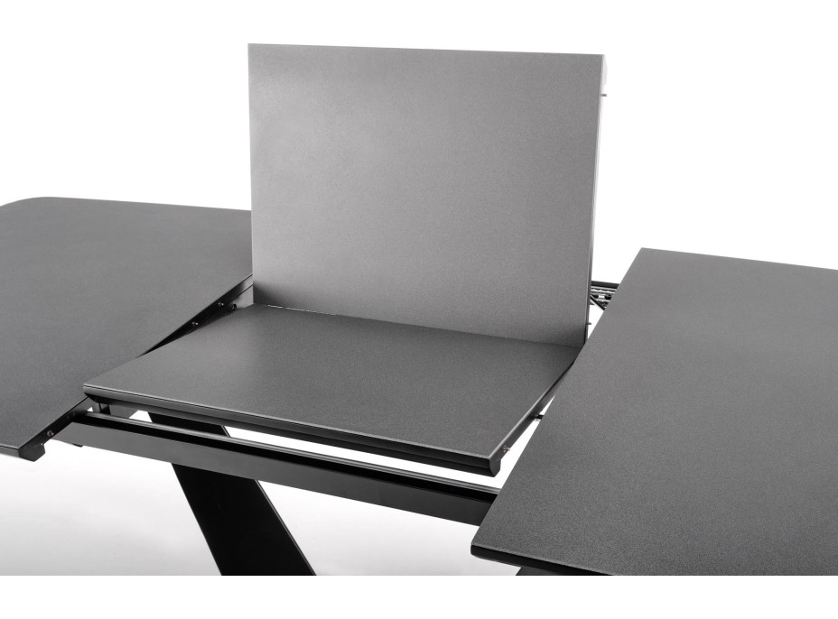 Jedálenský stôl FANNY - 160(220)x90x76 cm - rozkladací - tmavo šedý/čierny