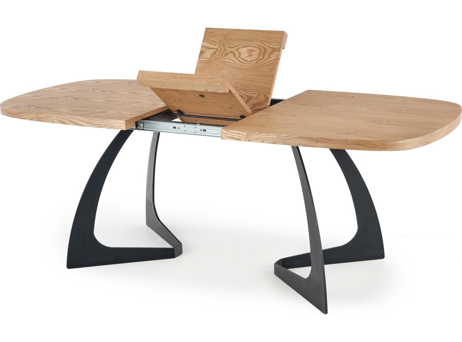 Jedálenský stôl OWEN - 160(200)x90x75 cm - rozkladací - dub prírodný/čierny