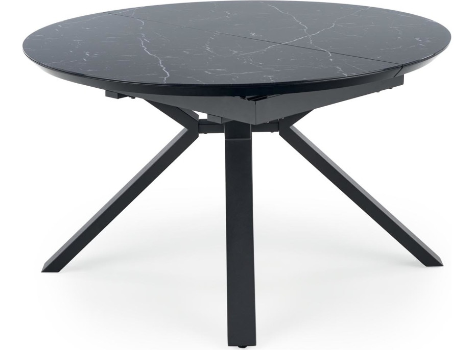 Jedálenský stôl VERNER - 130(180)x130x76 cm - rozkladací - čierny mramor/čierny