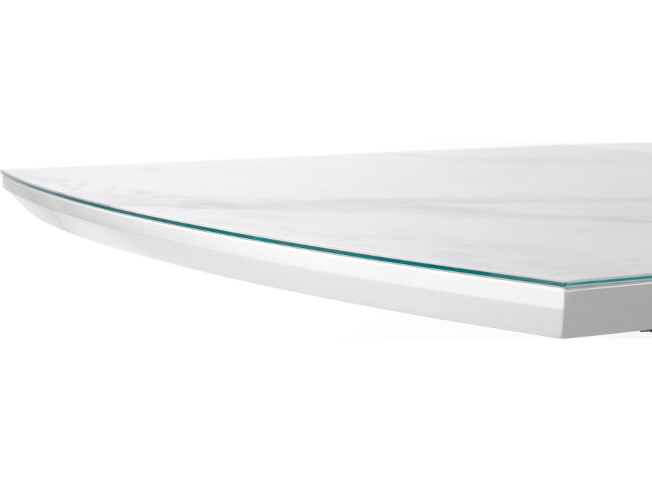 Jedálenský stôl BLAŽEJ - 160(200)x90x76 cm - rozkladací - biely mramor/biely