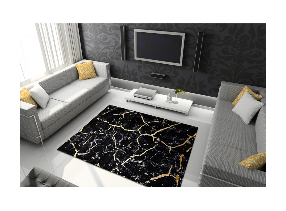 Kusový koberec Gloss 410A 86 3D mramor black/gold