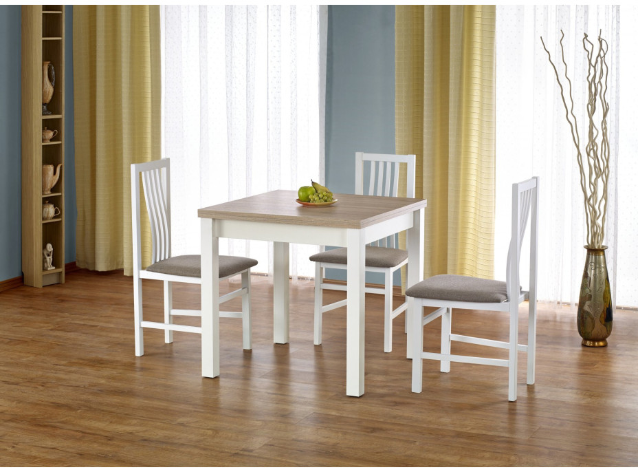 Jedálenský stôl CONOR - 80(160)x80x76 - rozkladací - dub sonoma / biely