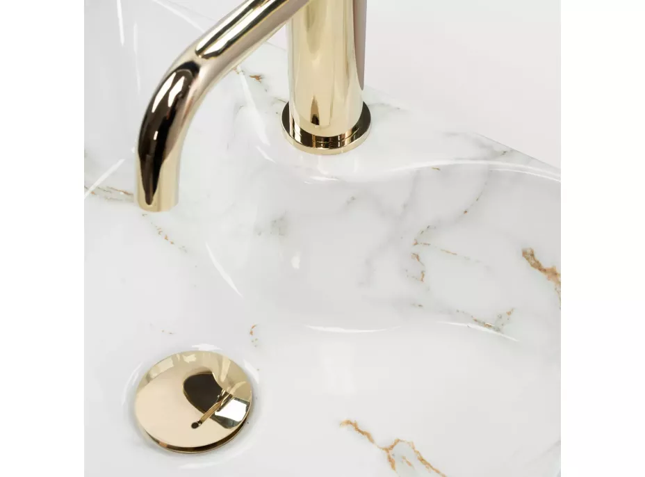 Keramické umývadlo Rea KELLY MINI AIAX - dekor kameňa - biele/sivé lesklé