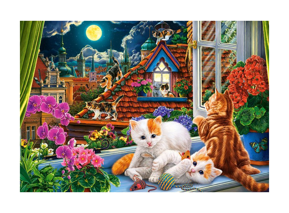 CASTORLAND Puzzle Mačiatka na streche 1500 dielikov