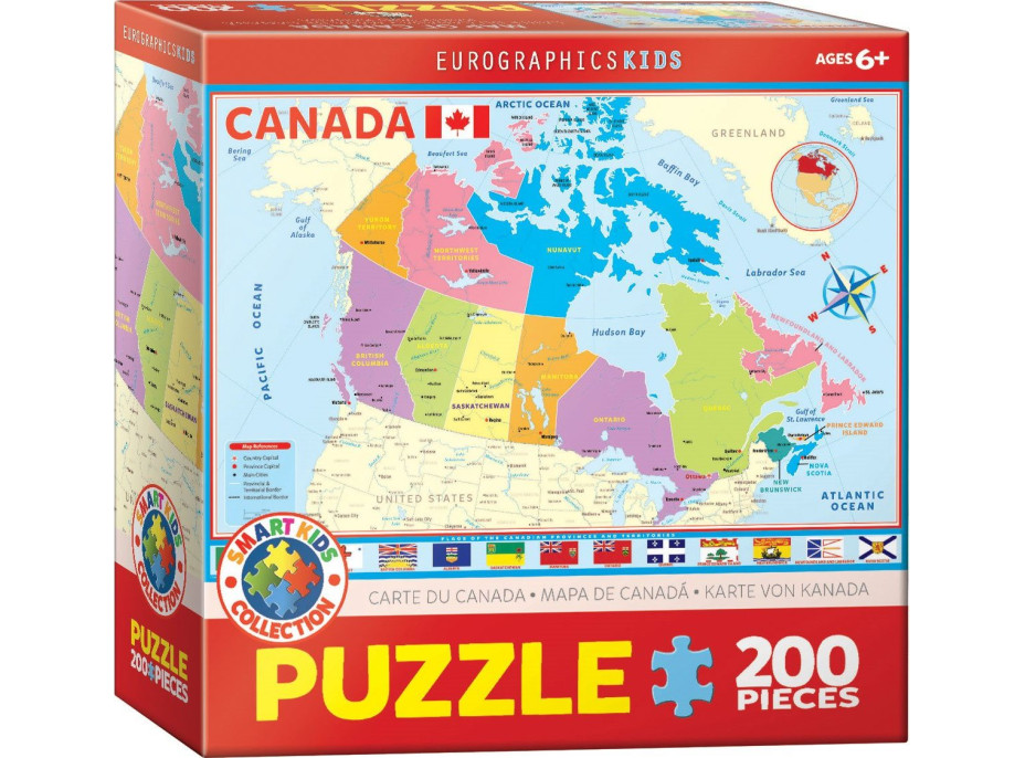 EUROGRAPHICS Puzzle Mapa Kanady 200 dielikov