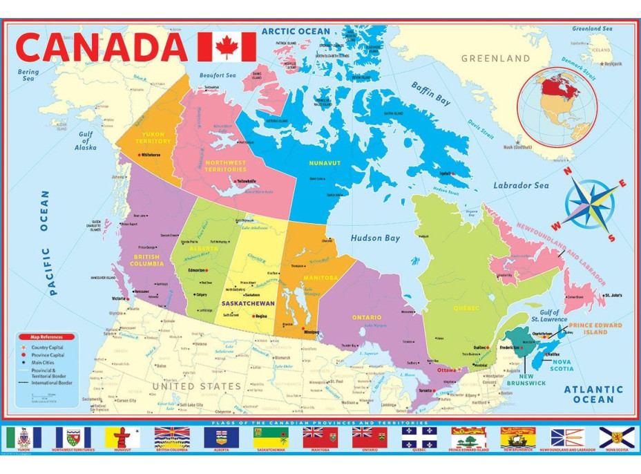 EUROGRAPHICS Puzzle Mapa Kanady 200 dielikov