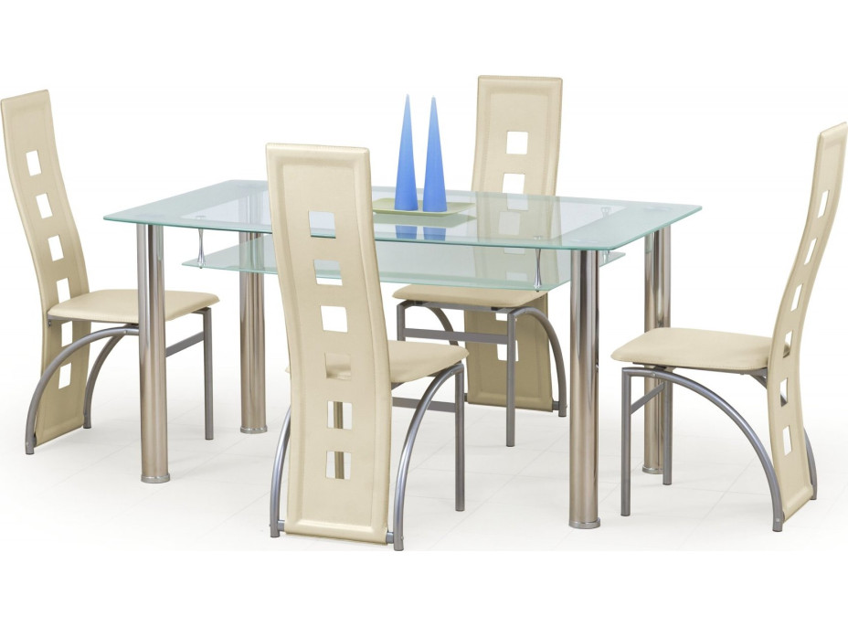 Jedálenský stôl JACOB - 150x90x77 cm - mliečne sklo/chróm