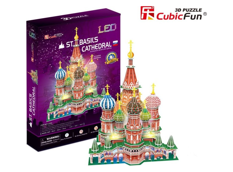 CUBICFUN Svietiace 3D puzzle Chrám Vasila Blaženého 224 dielikov