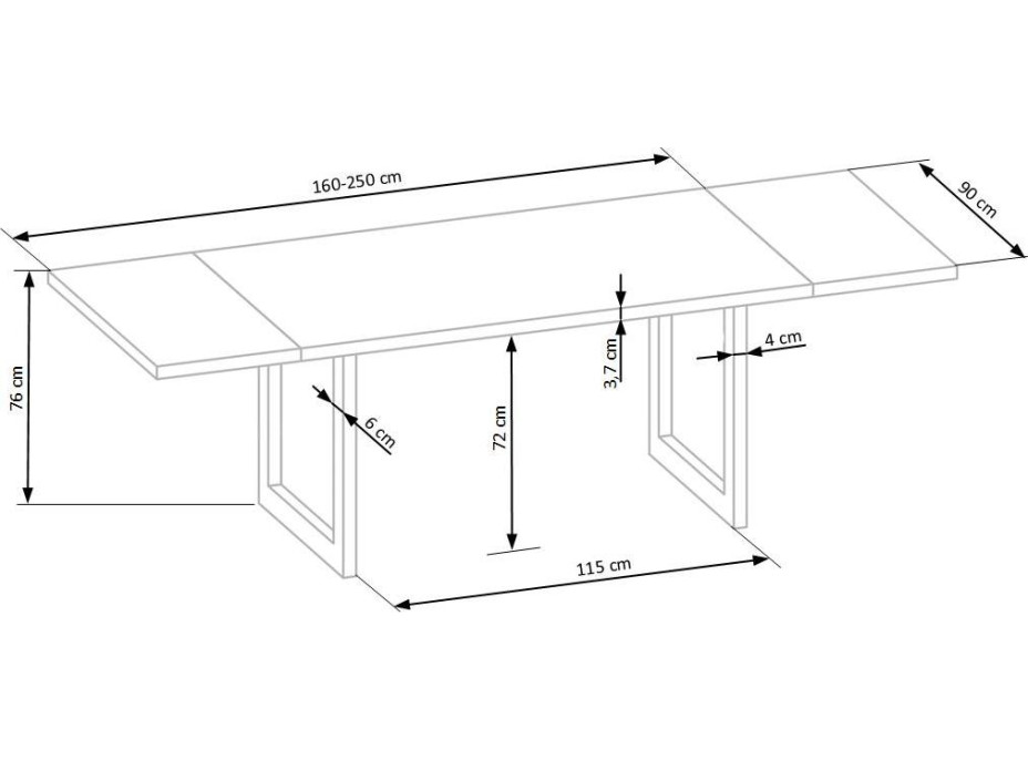 Jedálenský stôl JOSHUA - 160x90x76 cm - dub prírodný/čierny