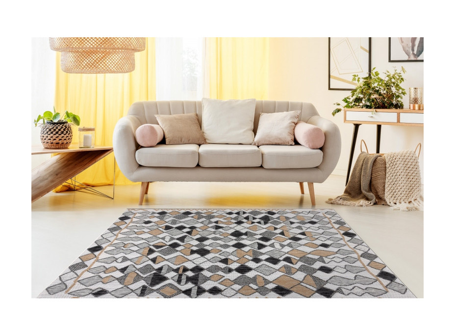 Kusový koberec Cooper Sisal Diamonds 22217 ecru/black