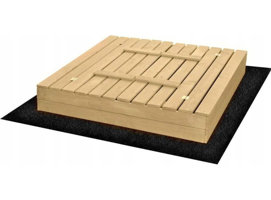 SAND TROPIC Drevené pieskovisko s lavičkami a príslušenstvom 120x120cm (prírodné)
