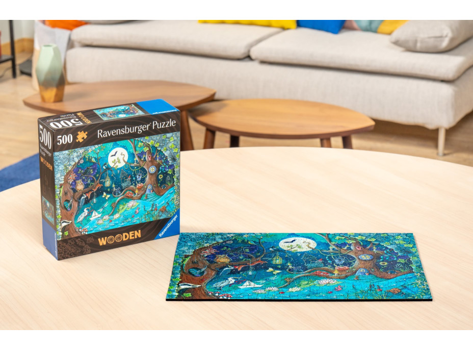 RAVENSBURGER Drevené puzzle Čarovný les 500 dielikov