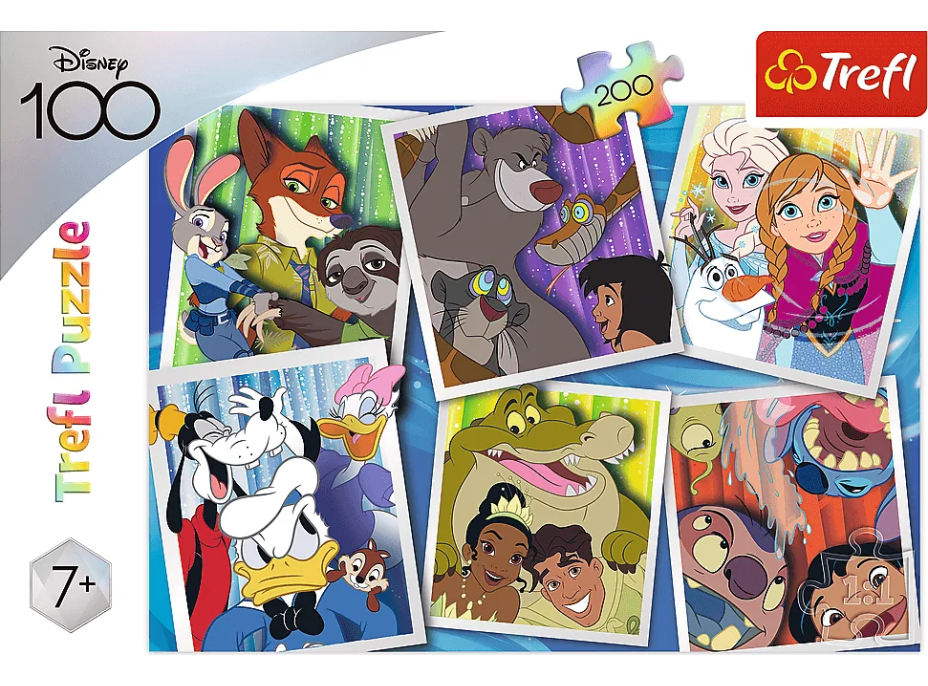 TREFL Puzzle Disney 100 rokov: Postavičky Disney 200 dielikov