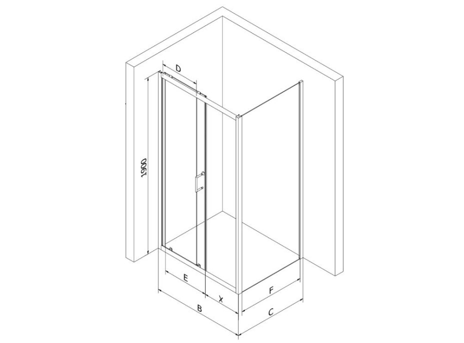 Sprchovací kút maxmax APIA - 95x80 cm - BLACK