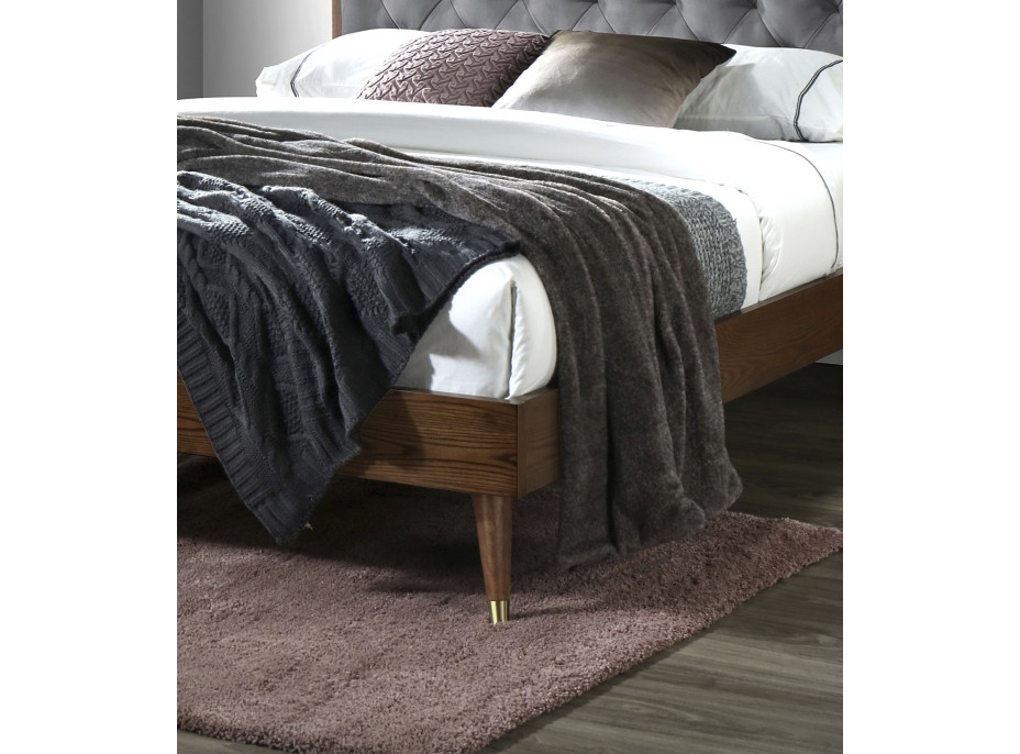 Čalúnená posteľ CHARLEY 200x160 cm - šedá/orech