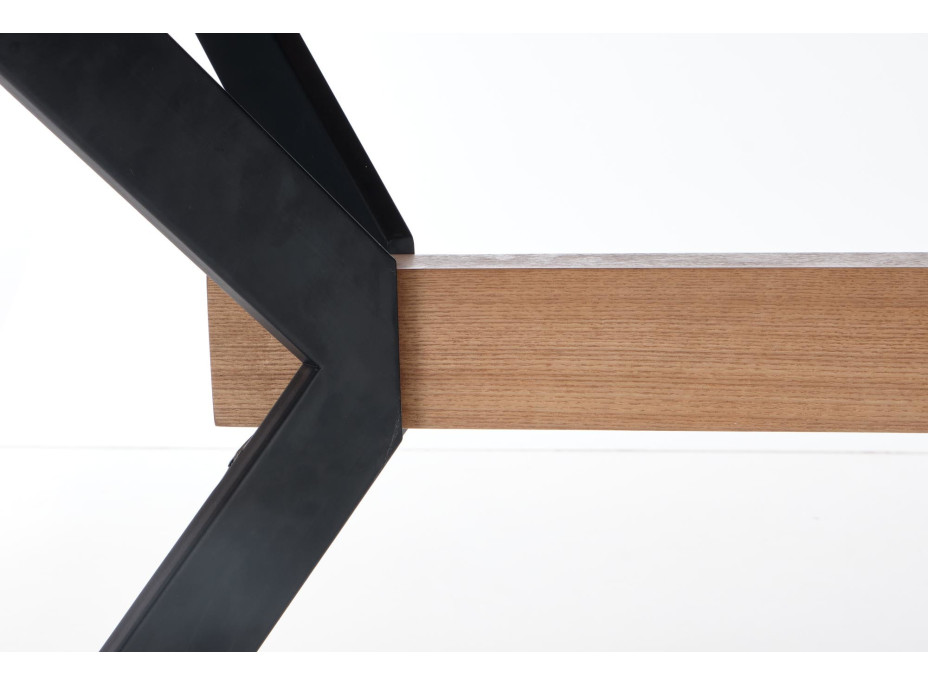 Jedálenský stôl ROBBIE - 160(220)x90x75 cm - rozkladací - dub prírodný/čierny