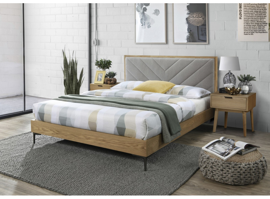Čalúnená posteľ MELISSA 200x160 cm - šedá/prírodná