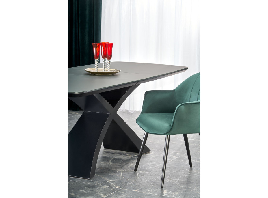 Jedálenský stôl CRAIG - 180(220)x89x75 cm - rozkladací - tmavo šedý/čierny