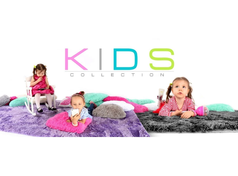 Plyšový detský koberec ČIERNY