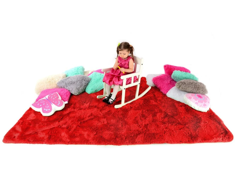 Plyšový detský koberec ČERVENÝ